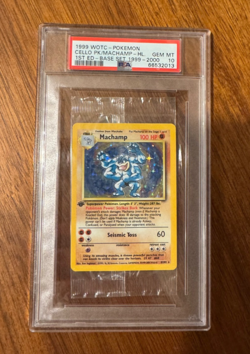 PSA 10 1999 CELLO HOLO MACHAMP 1ST EDITION W/SHADOW WOTC POKEMON GEM MINT - Image 1