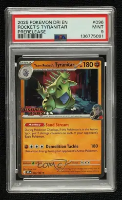 Team Rocket's Tyranitar (Prerelease Promo) Pokemon Destined Rivals (DRI) PSA 9 - Image 1