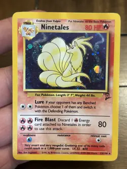 Pokemon TCG Ninetales 13/130 Base Set 2 Holo Rare Vintage Old School WOTC Wizard - Image 1