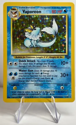 Pokemon TCG LP Vaporeon Jungle Series Holo Rare 12/64 Unlimited Vintage Pokemon - Image 1