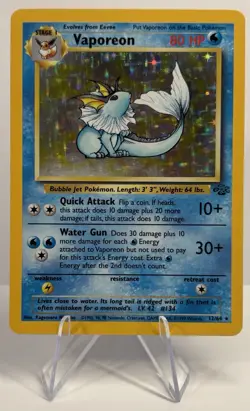 Pokemon TCG LP Vaporeon Jungle Series Holo Rare 12/64 Unlimited Vintage Pokemon - Image 2