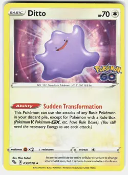 Ditto 053/078 Holo Rare Pokemon GO Pokemon Holo Near Mint - Image 2