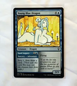 Young Blue Dragon Altered Art Hand Painted MTG Magic the Gathering Anime Girl - Image 1