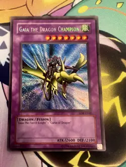 Gaia The Dragon Champion Secret Rare LOB-E102 European Light Play Yugioh TCG - Image 1