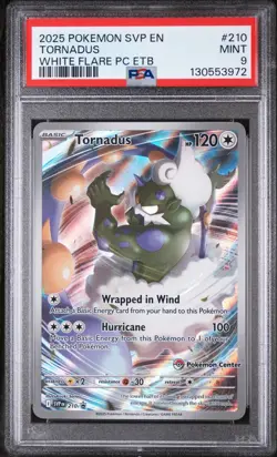 2025 POKEMON WHITE FLARE POKEMON CENTER ETB PROMO SVP #210 TORNADUS PSA 9 - Image 1