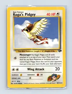 Koga's Pidgey 49/132 Uncommon Gym Challenge Pokemon Unlimited Lightly Played - Image 1