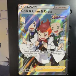 Chili, Cilan, & Cress 258/264 Fusion Strike NM Full Art Ultra Rare Pokemon Card - Image 1