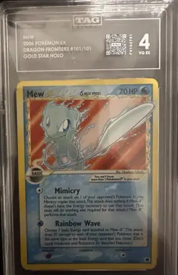 Pokemon Mew Gold Star Holo Delta Species EX Dragon Frontiers 101/101 TAG 4 - Image 1