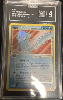 Pokemon Mew Gold Star Holo Delta Species EX Dragon Frontiers 101/101 TAG 4 - Image 2