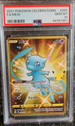 PSA 10 Gem Mint Pokemon 2021 Mew Full Art Celebrations Gold 25/25 Anniversary - Image 1