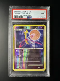 2008 Pokemon D & P Great Encounters #2 Cresselia 2/106 Reverse Foil PSA 9 MINT - Image 1