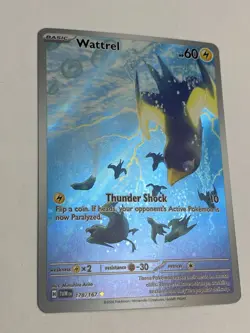 Pokemon TCG Wattrel Scarlet & Violet Twilight Masquerade Holo NM Illustration - Image 3
