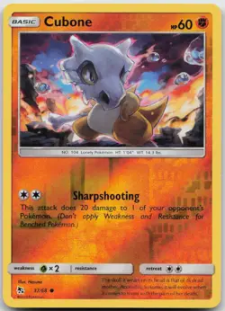 Cubone 37/68 Common Hidden Fates Pokemon TCG Reverse Holo NM - Image 1