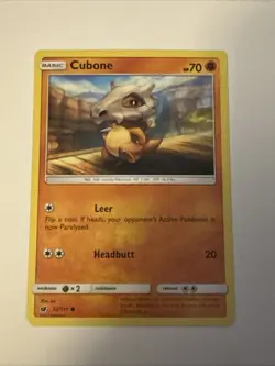 Cubone 52/111 LP / VLP Crimson Invasion Sun Moon Pokemon Card - Sui Art - Image 1
