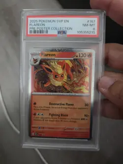 2025 POKEMON PRISMATIC EVOLUTIONS POSTER COLLECTION FLAREON PSA 8 - Image 3