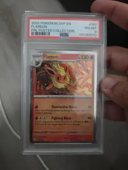 2025 POKEMON PRISMATIC EVOLUTIONS POSTER COLLECTION FLAREON PSA 8 - Image 4