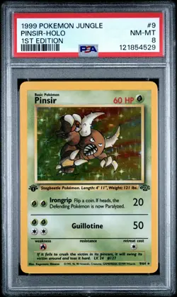 1999 POKEMON JUNGLE 1ST EDITION #9 PINSIR-HOLO PSA 8 - Image 1