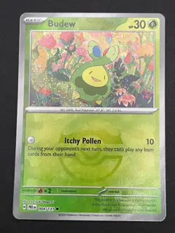 Budew (Master Ball Pattern) 004/131 Holo Common Prismatic Evolutions Pokemon NM - Image 1
