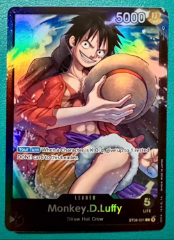 🏴‍☠ Monkey D Luffy ST08-001 Leader Foil NM One Piece ST08 Black Deck 🏴‍☠ - Image 2