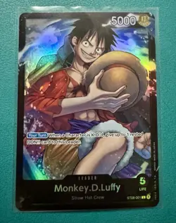 🏴‍☠ Monkey D Luffy ST08-001 Leader Foil NM One Piece ST08 Black Deck 🏴‍☠ - Image 3