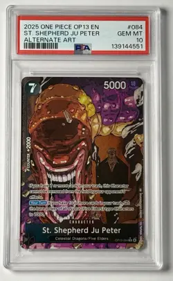 2025 One Piece - St. Shepherd Ju Peter - OP13 Elder ALT ART #084 PSA 10 English - Image 1