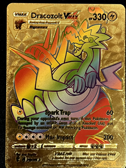 Pokemon Dracozolt VMax HP330 Spark Trap 210/203 Rainbow Gold Foil Fan Art Card - Image 1