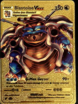 BLASTOISE Pokemon Gold Foil Fan Art VMAX Display Card - Image 1