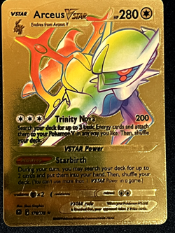 RAINBOW ARCEUS Pokemon Gold Foil Fan Art Vstar Display Card - Image 1