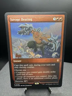 MTG Commander Masters Savage Beating Foil Etched NM! - Image 1