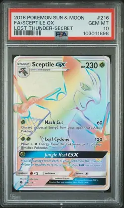 PSA 10 SCEPTILE GX 216 LOST THUNDER SUN & MOON SECRET RAINBOW RARE POKEMON - Image 1