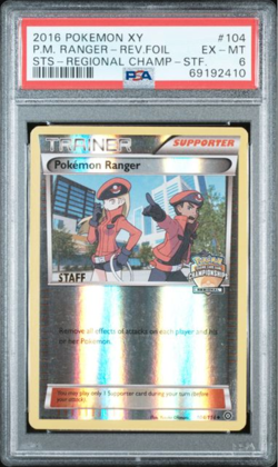 PSA 6 Staff Pokemon XY Steam Siege Pokemon Ranger Reverse Foil Regional Champs - Image 1