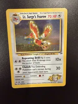 Pokemon Lt. Surge's Fearow Holo Rare Unlimited Gym Heroes 7/132 70 HP WOTC Card - Image 1