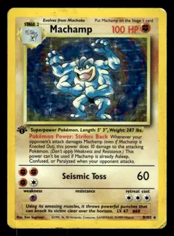 Machamp 8/102 1st Edition Holo Rare Base Set Pokemon Card - Image 1