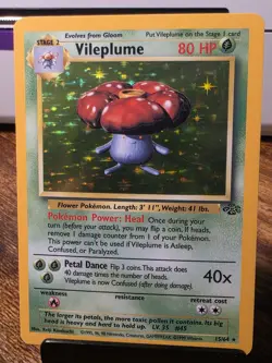 Nm- Fron Mp Back Pokemon Vileplume 15/64 Jungle Rare Holo English Pokemon Card - Image 2