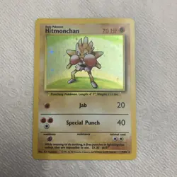 Pokemon TCG Hitmonchan Base Set Holo Unlimited Rare Card 7/102 MP Condition - Image 1