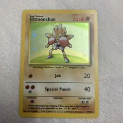 Pokemon TCG Hitmonchan Base Set Holo Unlimited Rare Card 7/102 MP Condition - Image 2