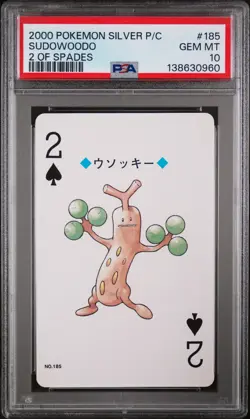 2000 POKEMON SILVER VERSION PLAYING CARDS 2 OF SPADES #185 SUDOWOODO PSA 10 - Image 1