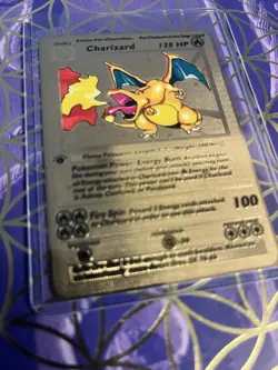 Pokemon Charizard Metal Card Gift/Display Fanmade - Image 1