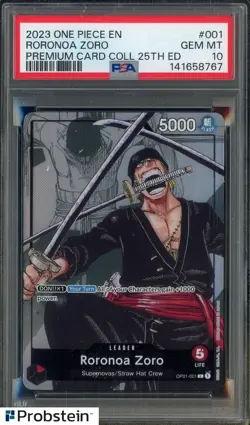 2023 One Piece EN Premium Card Collection 25th Edition #001 Roronoa Zoro PSA 10 - Image 1