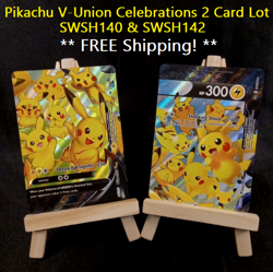 Pokemon Pikachu V-Union Celebrations 2 Card Lot SWSH140-142 Nintendo TCG - Image 1