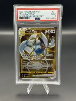 PSA 9 Lugia VSTAR 211/195 Secret Rare Gold Silver Tempest Pokemon Card - Image 1