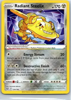 Radiant Steelix 124/196 Swsh11: Lost Origin Pokemon TCG - Rare NM Holo - Image 1