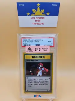 1998 POKEMON JAPANESE GYM THE ROCKETS TRAP HOLO PSA 9 - Image 1