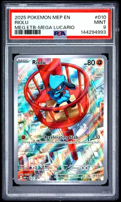 2025 POKEMON MEP EN-ME BLACK STAR PROMO #010 RIOLU PSA 9 - Image 1
