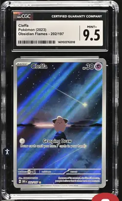 CGC 9.5 2023 Cleffa Pokemon Obsidian Flames English Illustration Rare #202/197 - Image 1