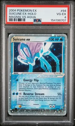 2004 POKEMON EX TEAM MAGMA VS TEAM AQUA #94 SUICUNE EX-HOLO PSA 4 - Image 1
