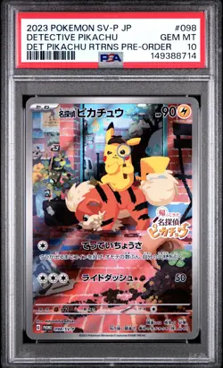 2023 POKEMON JAPANESE SV-P PROMO #098 DETECTIVE PIKACHU PSA 10 - Image 1