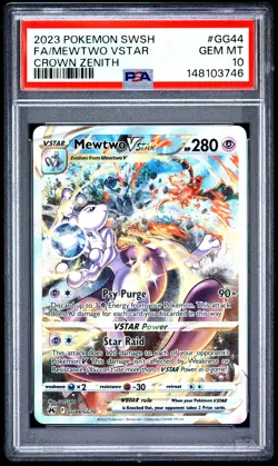 2023 POKEMON SWORD & SHIELD CROWN ZENITH #GG44 FULL ART/MEWTWO VSTAR PSA 10 - Image 1