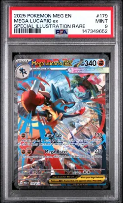 2025 POKEMON MEG EN-MEGA EVOLUTION #179 MEGA LUCARIO EX PSA 9 - Image 1