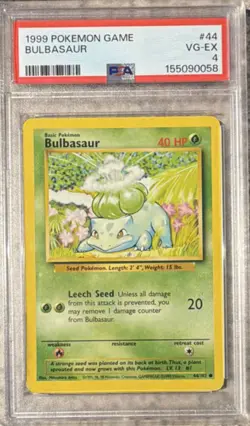 Pokemon TCG Bulbasaur 44/102 Base Set Common Regular 1999 Wizards PSA 4 English - Image 1